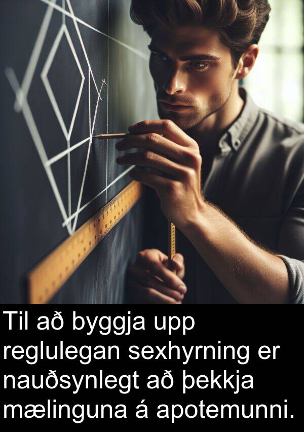 þekkja: Til að byggja upp reglulegan sexhyrning er nauðsynlegt að þekkja mælinguna á apotemunni.