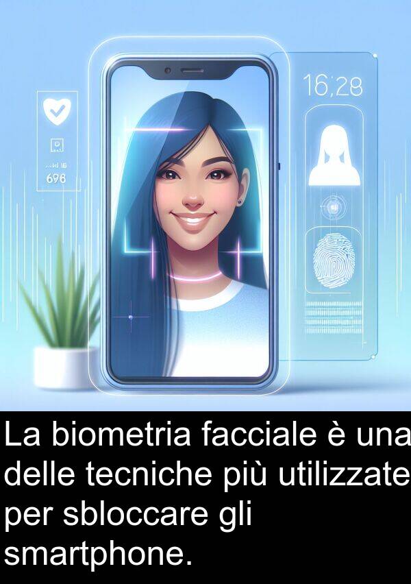 utilizzate: La biometria facciale è una delle tecniche più utilizzate per sbloccare gli smartphone.