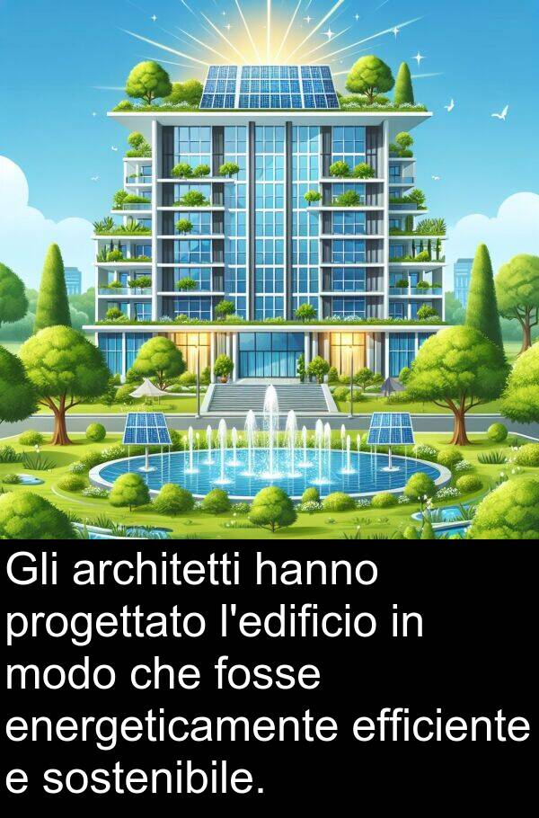 efficiente: Gli architetti hanno progettato l'edificio in modo che fosse energeticamente efficiente e sostenibile.