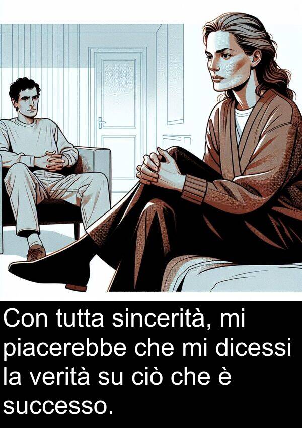piacerebbe: Con tutta sincerità, mi piacerebbe che mi dicessi la verità su ciò che è successo.