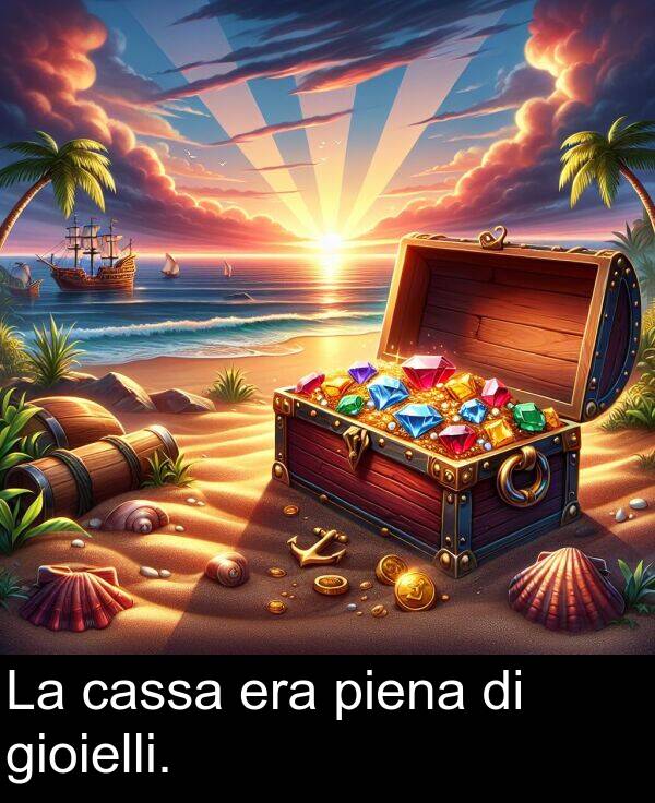 cassa: La cassa era piena di gioielli.