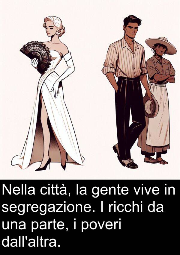 parte: Nella città, la gente vive in segregazione. I ricchi da una parte, i poveri dall'altra.