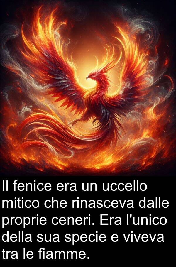 dalle: Il fenice era un uccello mitico che rinasceva dalle proprie ceneri. Era l'unico della sua specie e viveva tra le fiamme.