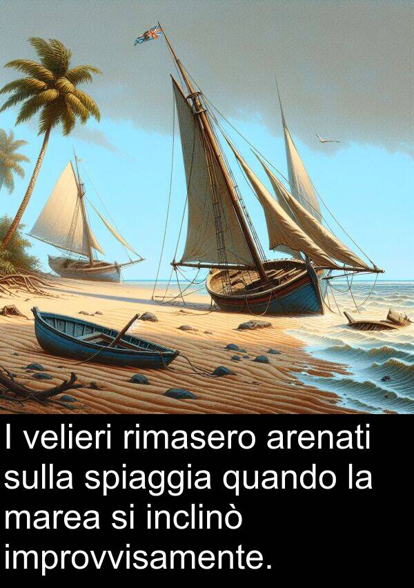 velieri: I velieri rimasero arenati sulla spiaggia quando la marea si inclinò improvvisamente.
