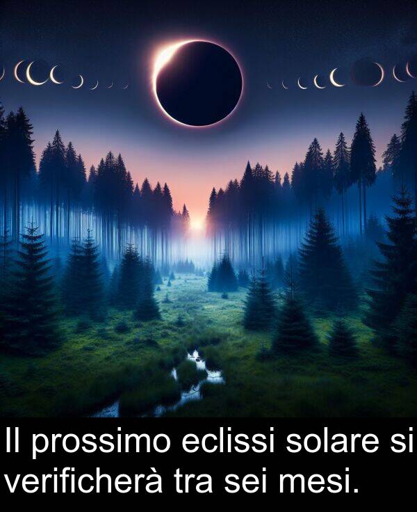 tra: Il prossimo eclissi solare si verificherà tra sei mesi.
