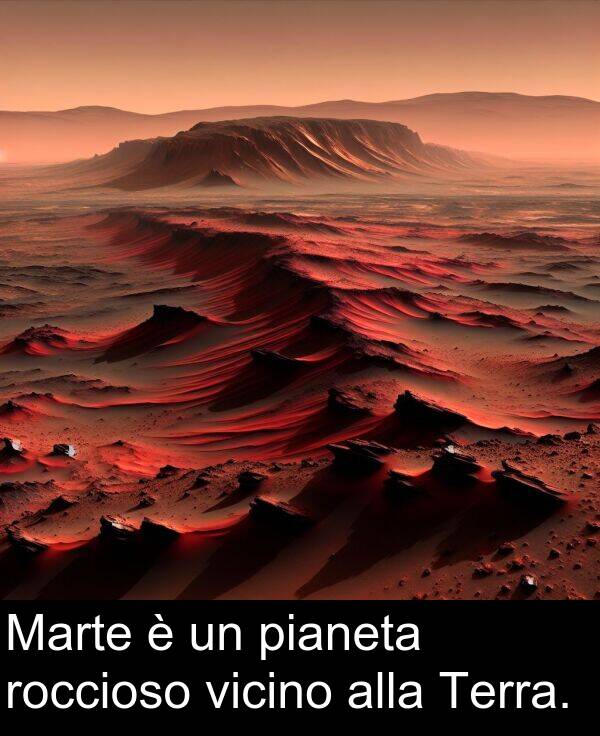 pianeta: Marte è un pianeta roccioso vicino alla Terra.