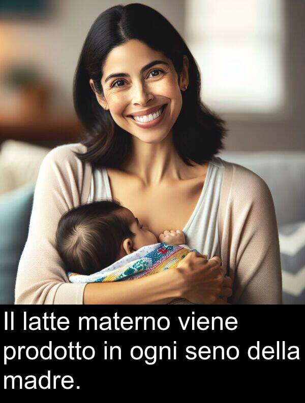 ogni: Il latte materno viene prodotto in ogni seno della madre.