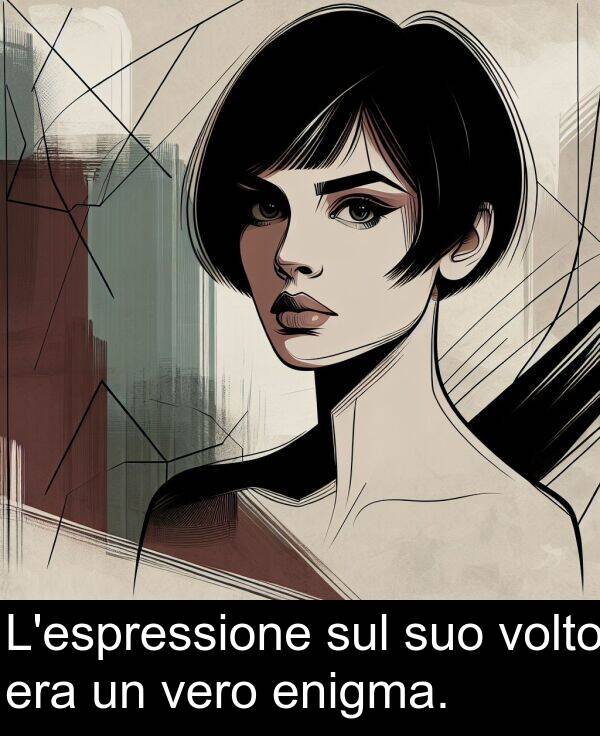 sul: L'espressione sul suo volto era un vero enigma.