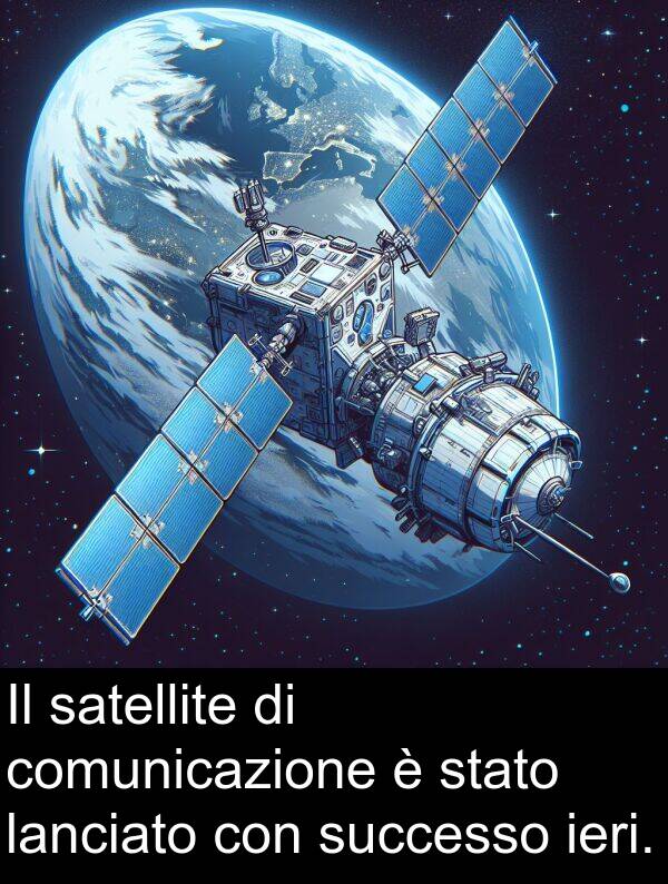 lanciato: Il satellite di comunicazione è stato lanciato con successo ieri.