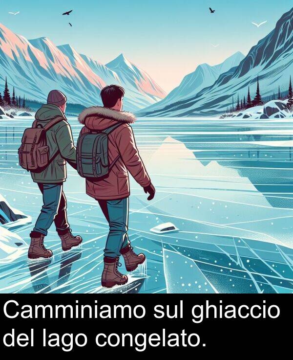 lago: Camminiamo sul ghiaccio del lago congelato.