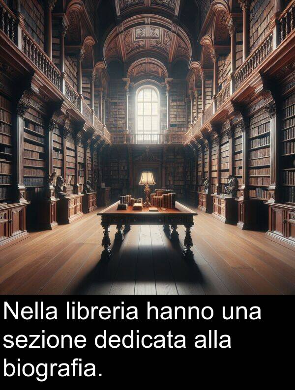 alla: Nella libreria hanno una sezione dedicata alla biografia.