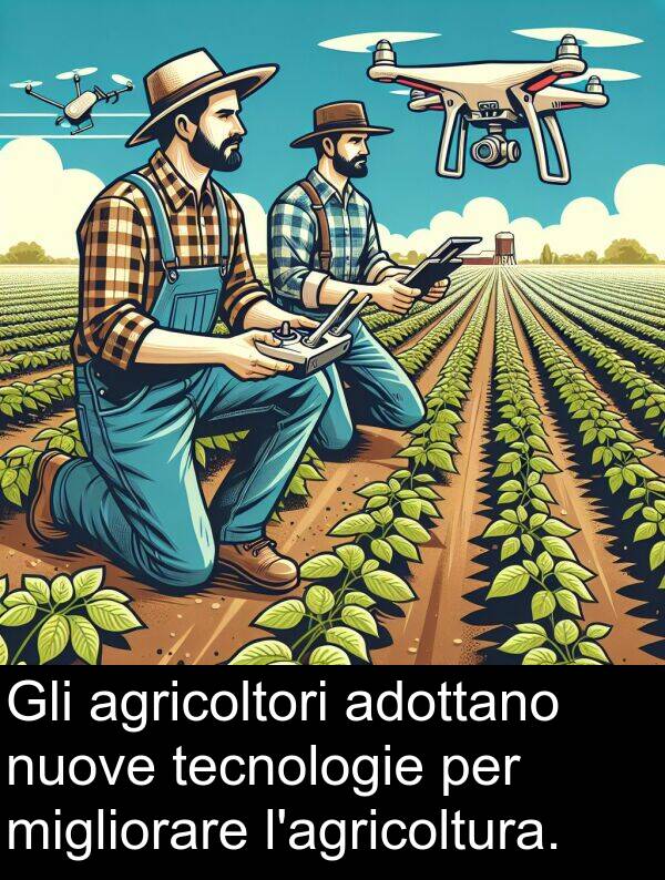 nuove: Gli agricoltori adottano nuove tecnologie per migliorare l'agricoltura.