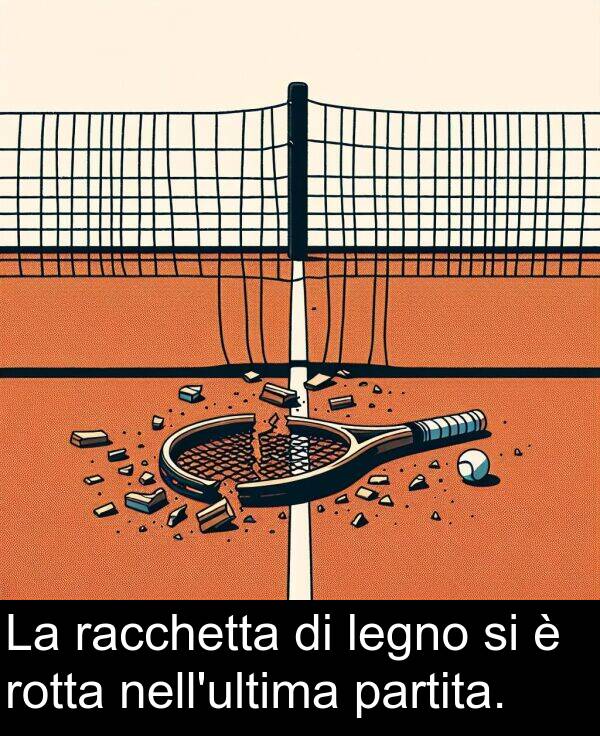racchetta: La racchetta di legno si è rotta nell'ultima partita.