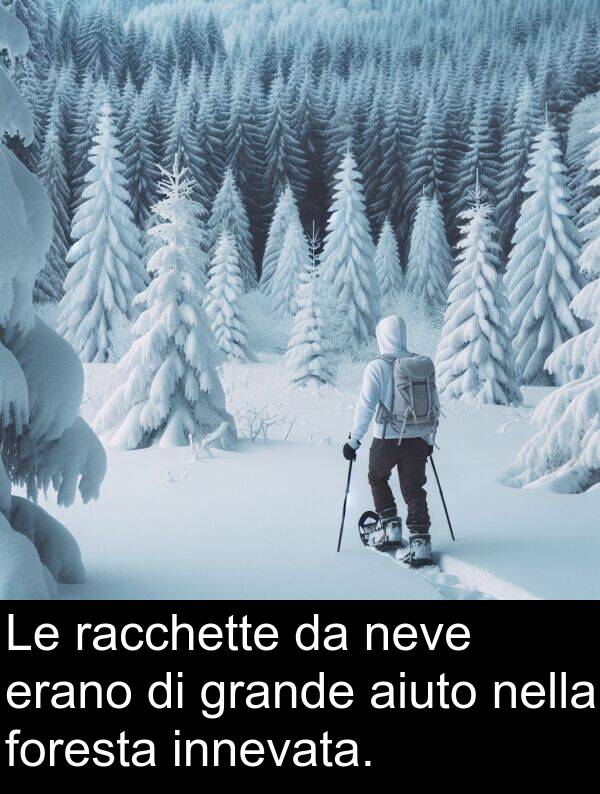 racchette: Le racchette da neve erano di grande aiuto nella foresta innevata.