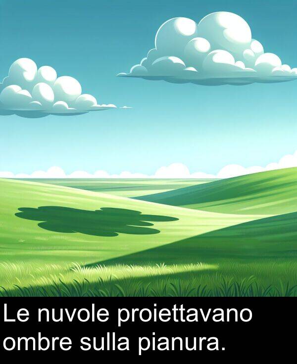 pianura: Le nuvole proiettavano ombre sulla pianura.