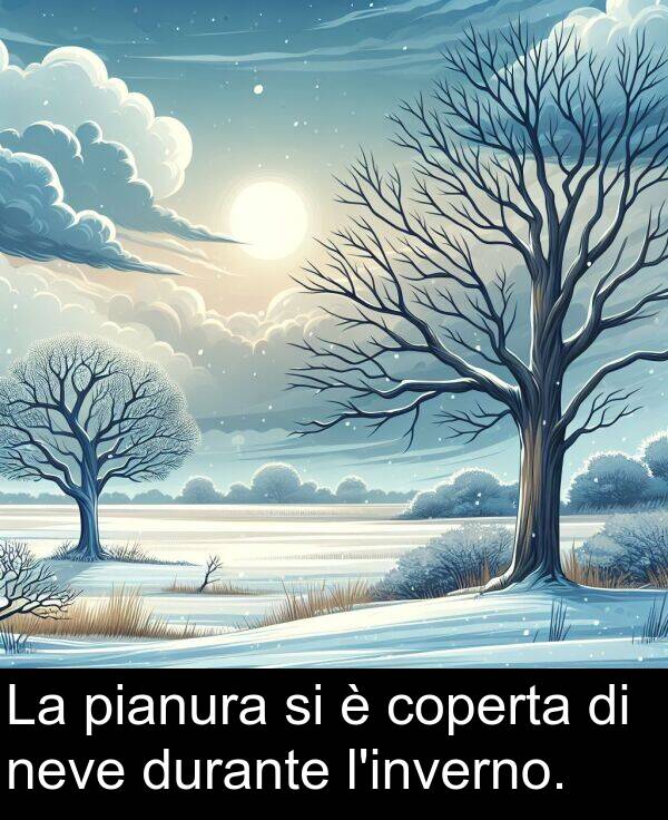 pianura: La pianura si è coperta di neve durante l'inverno.