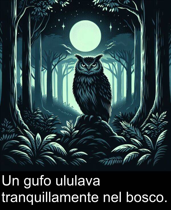 nel: Un gufo ululava tranquillamente nel bosco.