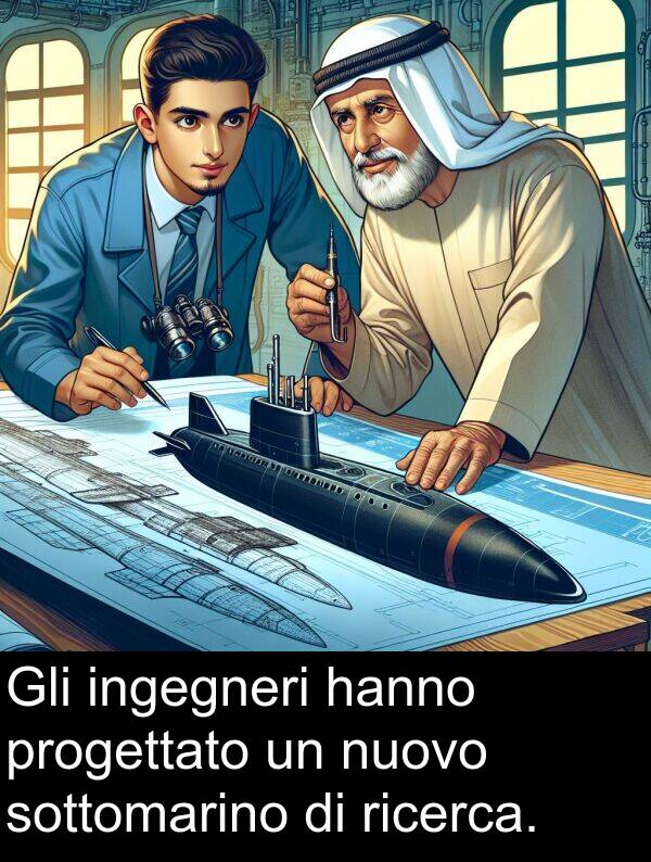 hanno: Gli ingegneri hanno progettato un nuovo sottomarino di ricerca.