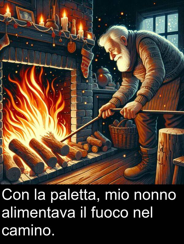 paletta: Con la paletta, mio nonno alimentava il fuoco nel camino.