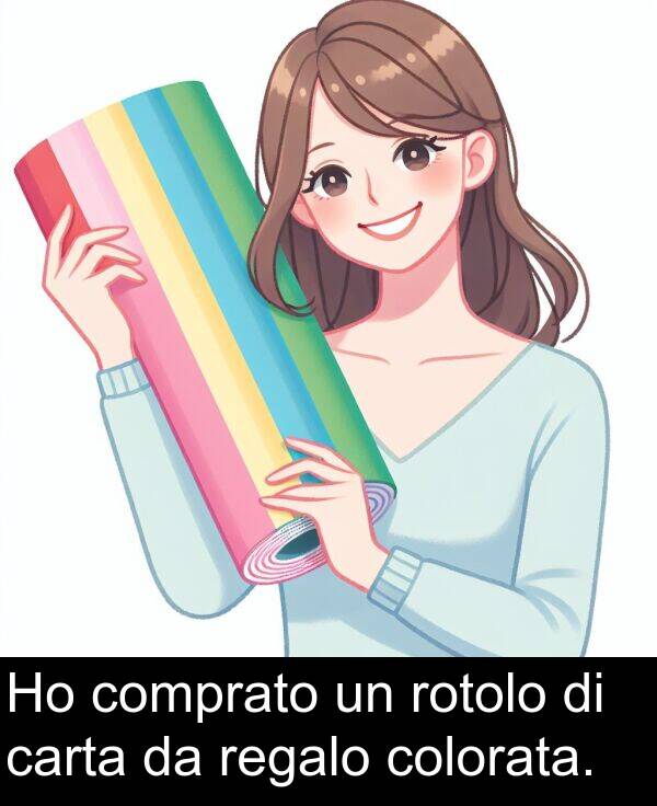 colorata: Ho comprato un rotolo di carta da regalo colorata.