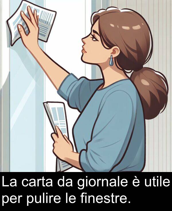 pulire: La carta da giornale è utile per pulire le finestre.