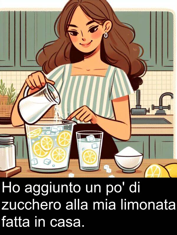 alla: Ho aggiunto un po' di zucchero alla mia limonata fatta in casa.