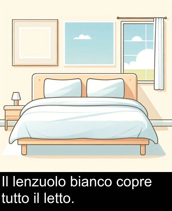 tutto: Il lenzuolo bianco copre tutto il letto.