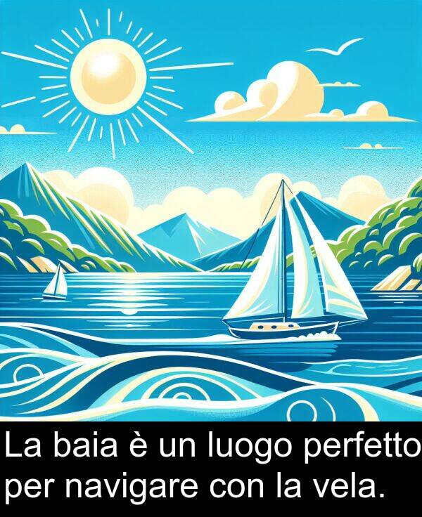 baia: La baia è un luogo perfetto per navigare con la vela.