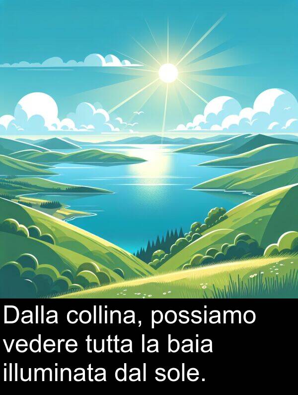 baia: Dalla collina, possiamo vedere tutta la baia illuminata dal sole.