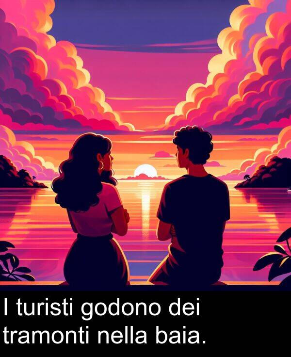 baia: I turisti godono dei tramonti nella baia.