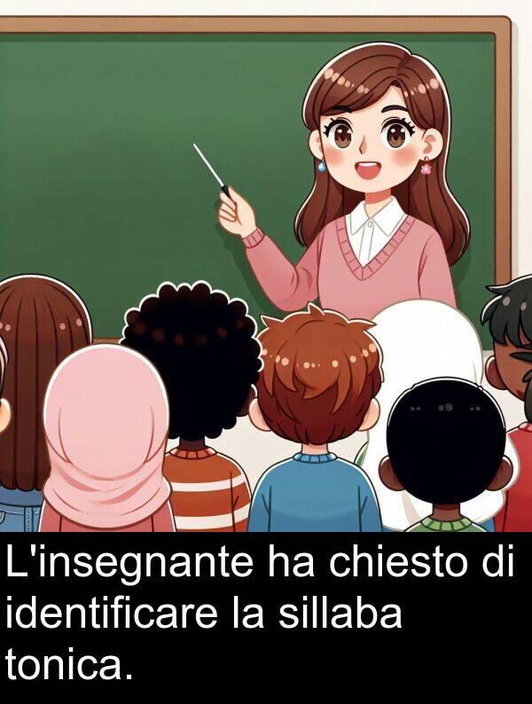 chiesto: L'insegnante ha chiesto di identificare la sillaba tonica.