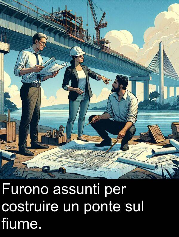 sul: Furono assunti per costruire un ponte sul fiume.