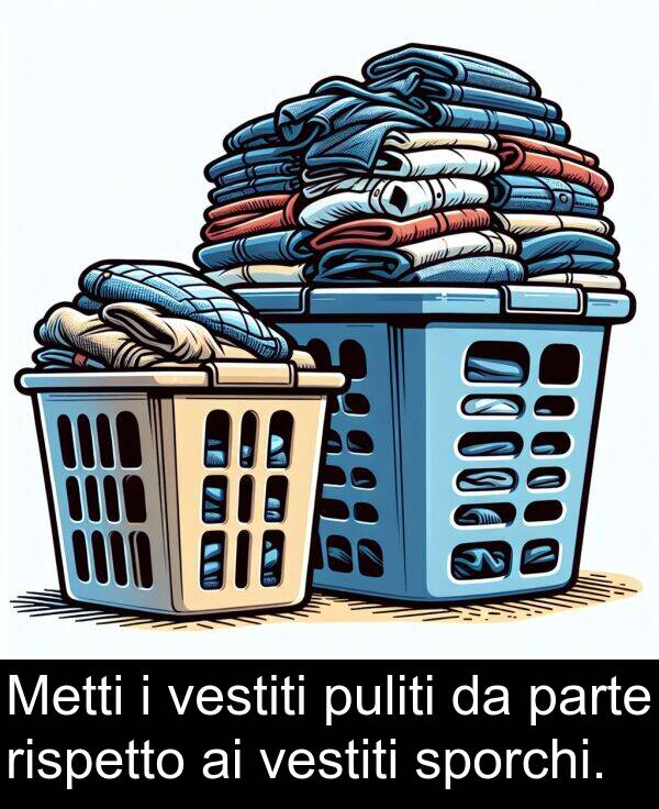 parte: Metti i vestiti puliti da parte rispetto ai vestiti sporchi.