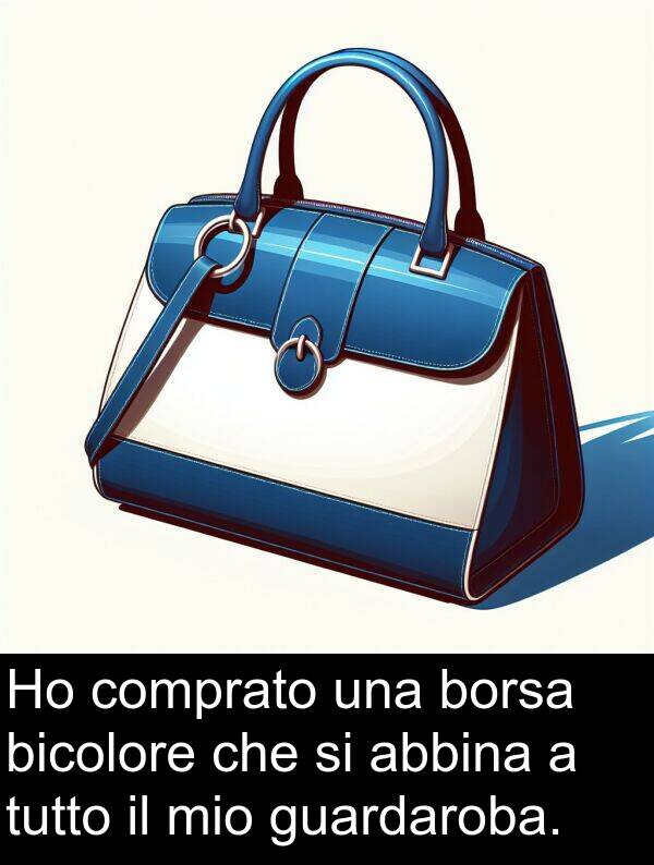 borsa: Ho comprato una borsa bicolore che si abbina a tutto il mio guardaroba.