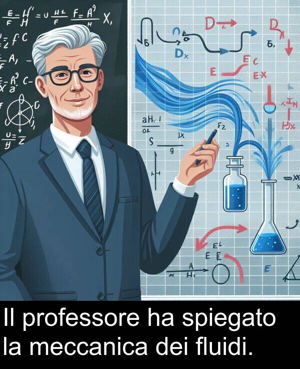 dei: Il professore ha spiegato la meccanica dei fluidi.