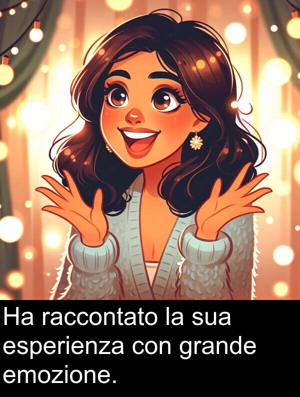 raccontato: Ha raccontato la sua esperienza con grande emozione.