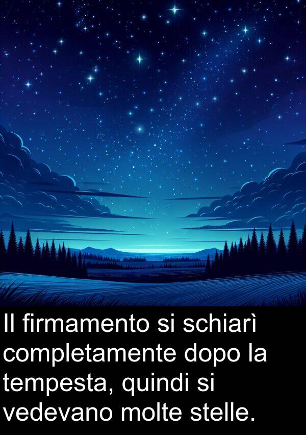molte: Il firmamento si schiarì completamente dopo la tempesta, quindi si vedevano molte stelle.