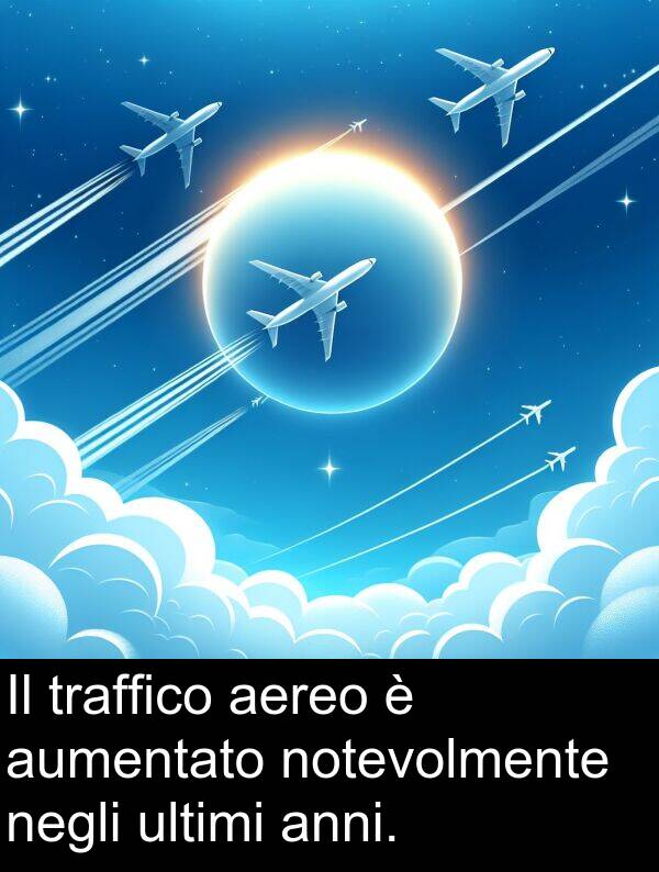 negli: Il traffico aereo è aumentato notevolmente negli ultimi anni.
