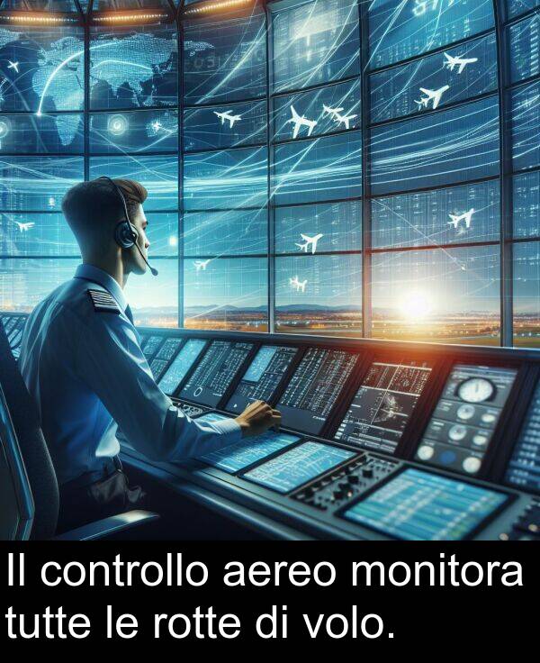 rotte: Il controllo aereo monitora tutte le rotte di volo.