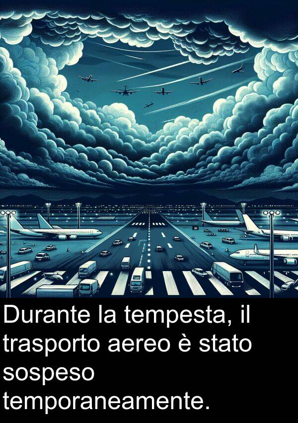 stato: Durante la tempesta, il trasporto aereo è stato sospeso temporaneamente.
