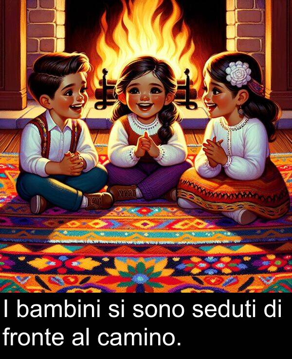 bambini: I bambini si sono seduti di fronte al camino.