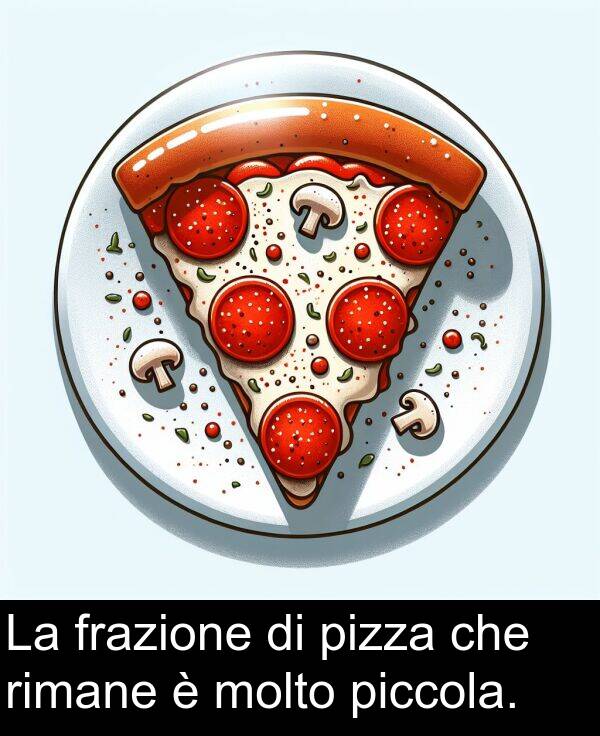 che: La frazione di pizza che rimane è molto piccola.