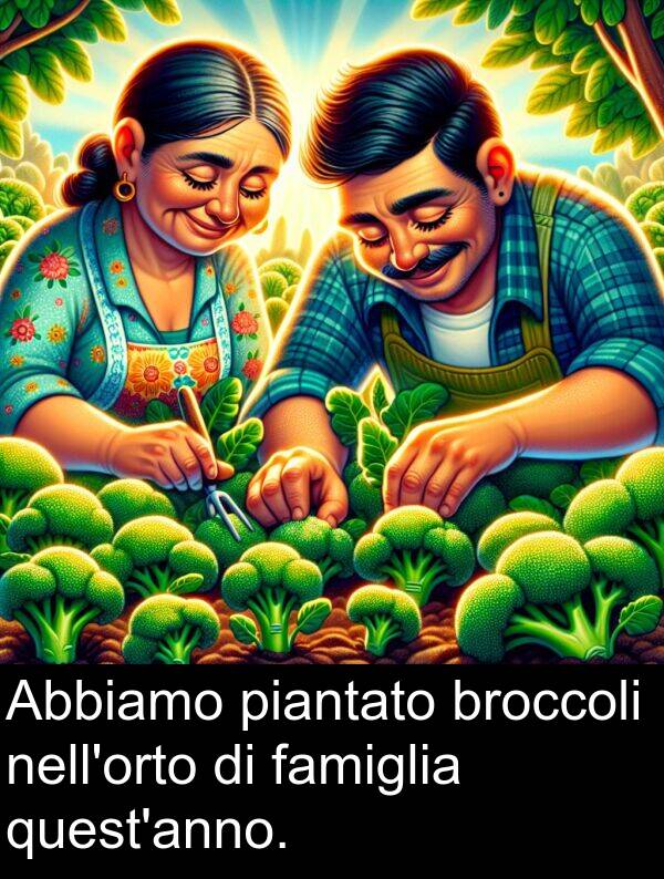 piantato: Abbiamo piantato broccoli nell'orto di famiglia quest'anno.