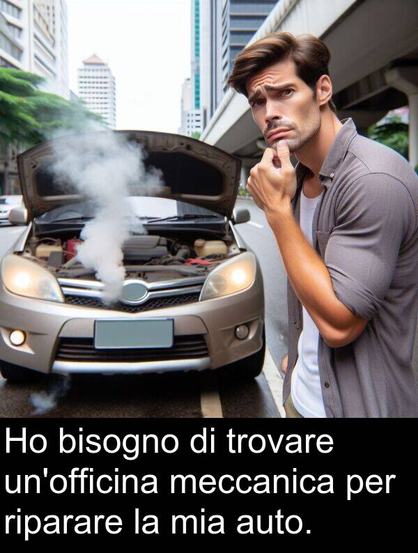 auto: Ho bisogno di trovare un'officina meccanica per riparare la mia auto.