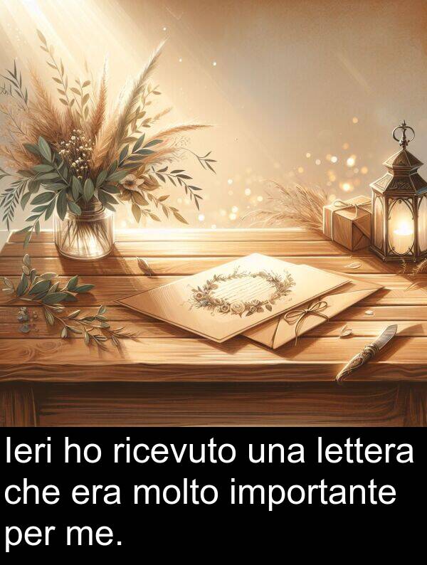 me: Ieri ho ricevuto una lettera che era molto importante per me.