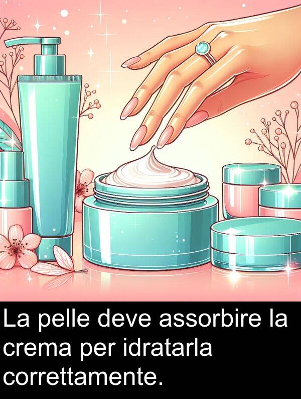 pelle: La pelle deve assorbire la crema per idratarla correttamente.