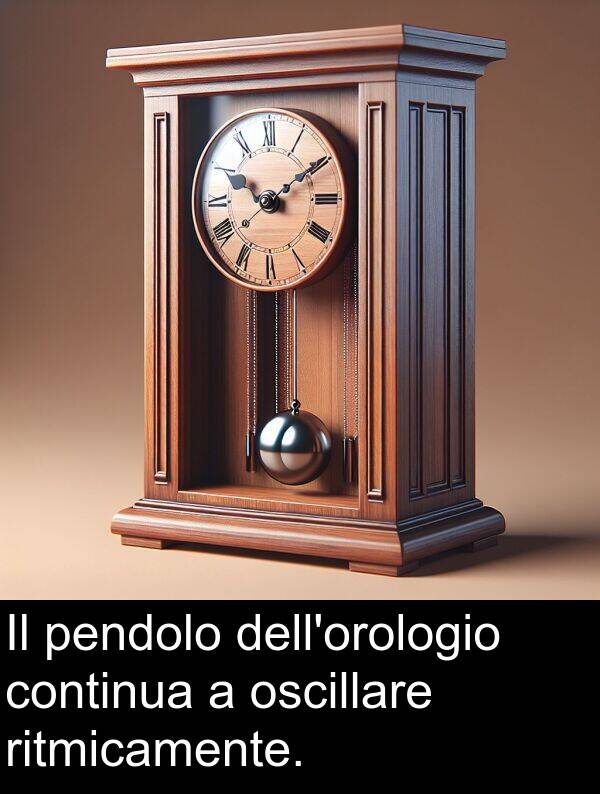 continua: Il pendolo dell'orologio continua a oscillare ritmicamente.