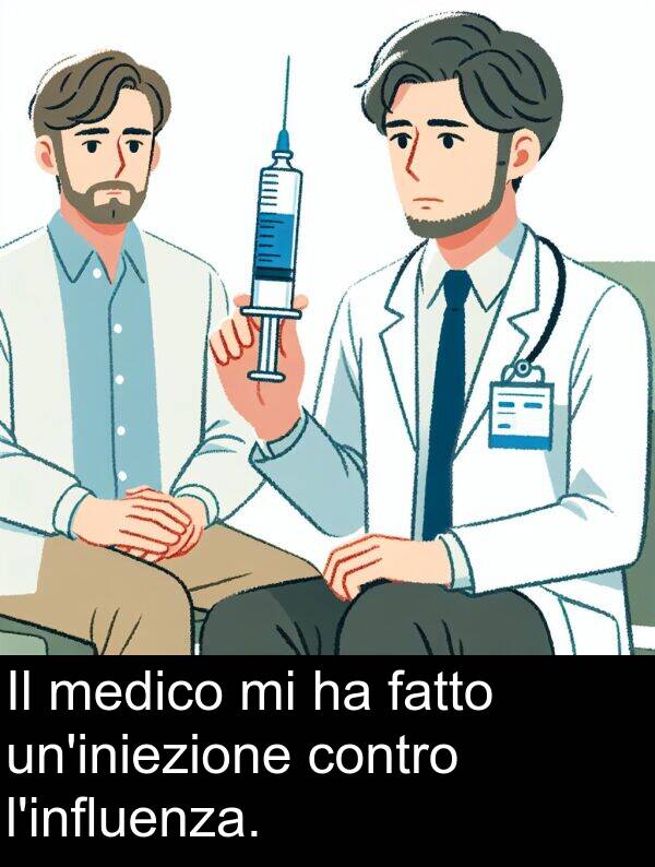 medico: Il medico mi ha fatto un'iniezione contro l'influenza.
