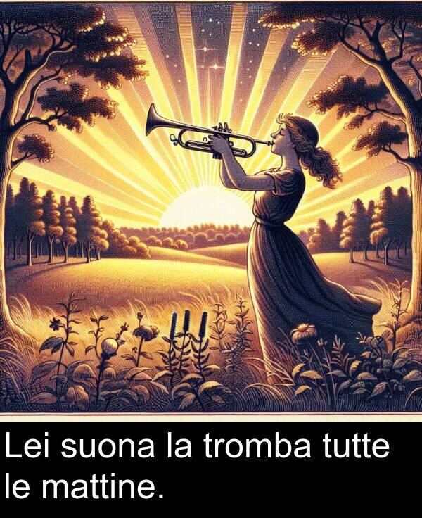 tutte: Lei suona la tromba tutte le mattine.
