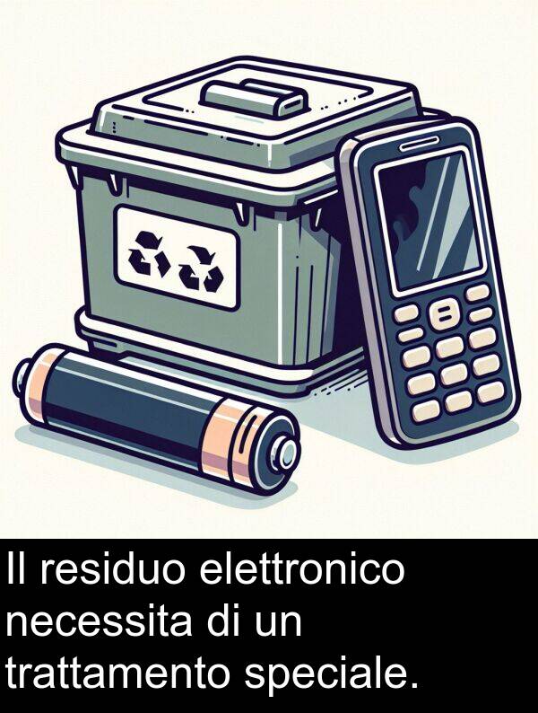 necessita: Il residuo elettronico necessita di un trattamento speciale.